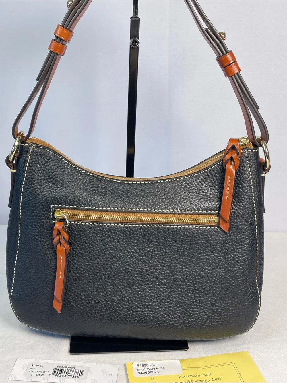 Dooney & Bourke Small Kiley Hobo Black Pebbled Leather NWT R1690